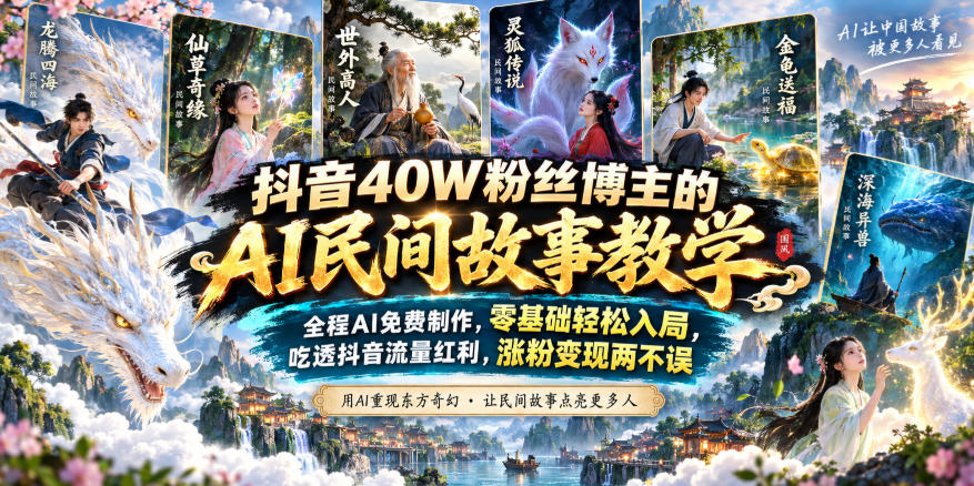 抖音40W粉丝博主的AI民间故事教学,全程AI免费制作,零基础轻松入局,吃透抖音流量红利,涨粉变现两不误-悟空知识星球