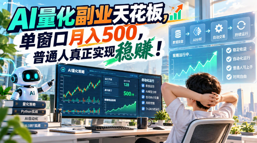 AI量化副业天花板,单窗口月入500,普通人真正实现稳賺!【揭秘】-悟空知识星球