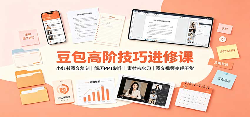 豆包高阶技巧进修课：小红书图文复刻，简历PPT制作，素材去水印，图文视频变现干货-悟空知识星球