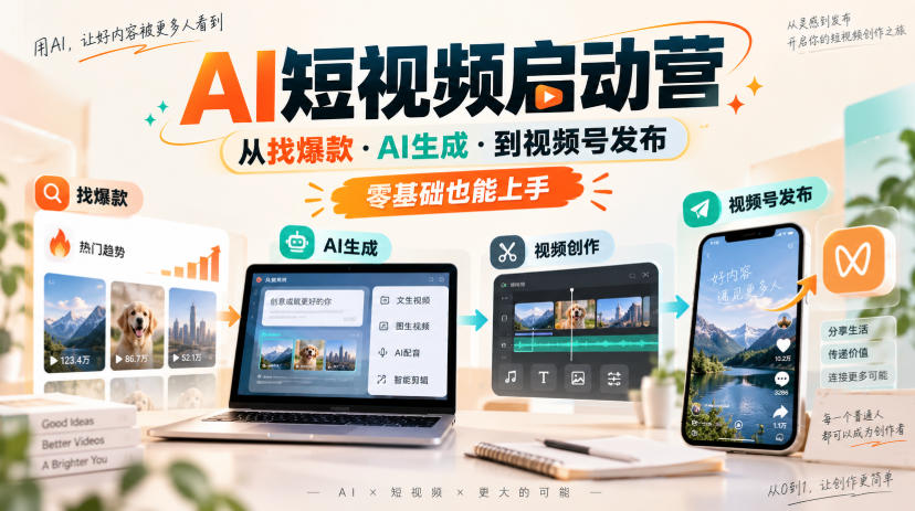 AI短视频启动营,从找爆款·AI生成·到视频号发布,零基础也能上手-悟空知识星球