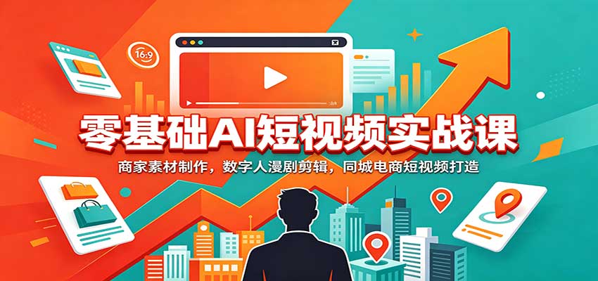 零基础AI短视频实战课:商家素材制作,数字人漫剧剪辑,同城电商短视频打造-悟空知识星球
