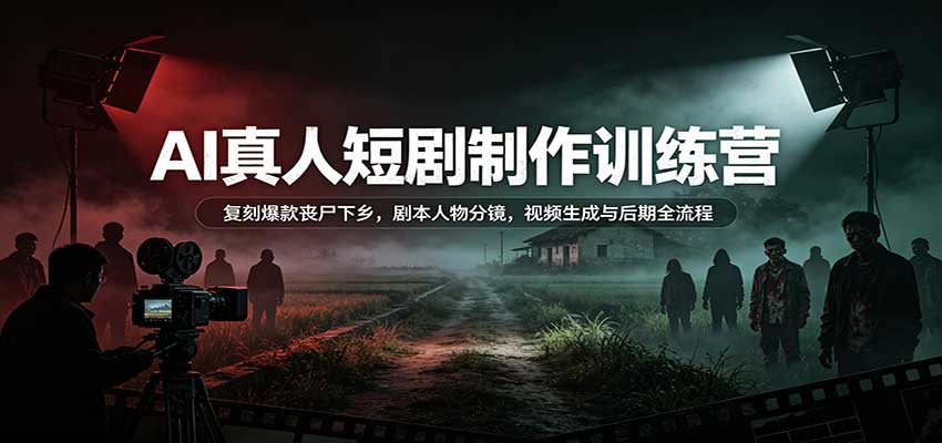 AI真人短剧制作训练营:复刻爆款丧尸下乡,剧本人物分镜,视频生成与后期全流程-悟空知识星球
