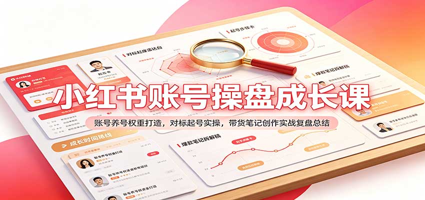 小红书账号操盘成长课:账号养号权重打造,对标起号实操,带货笔记创作实战复盘总结-悟空知识星球