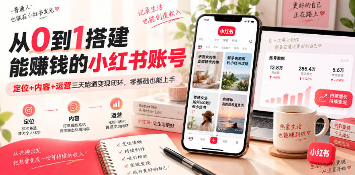 从0到1搭建能賺钱的小红书账号,定位+内容+运营三天跑通变现闭环-悟空知识星球