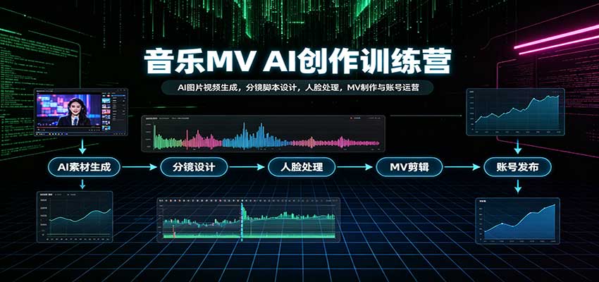 音乐MV AI创作训练营：AI图片视频生成，分镜脚本设计，人脸处理，MV制作与账号运营-悟空知识星球