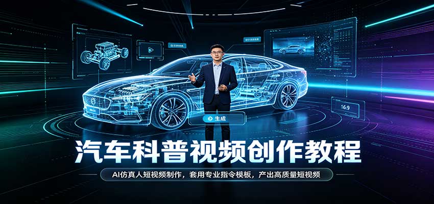 汽车科普视频创作教程:AI仿真人短视频制作,套用专业指令模板,产出高质量短视频-悟空知识星球