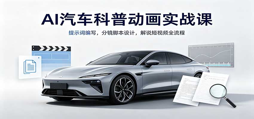 AI汽车科普动画实战课：提示词编写，分镜脚本设计，解说短视频全流程-悟空知识星球