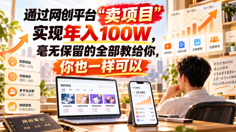 通过网创平台“卖项目”实现年入100W,毫无保留的全部教给你,你也一样可以!【揭秘】-悟空知识星球