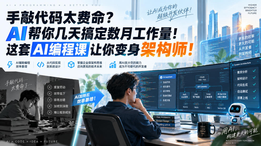 手敲代码太费命？AI帮你几天搞定数月工作量！这套AI编程课让你变身架构师！【原创双语字幕】-悟空知识星球