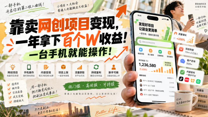 靠卖网创项目变现,一年拿下百个W收益!一台手机就能操作!【揭秘】-悟空知识星球