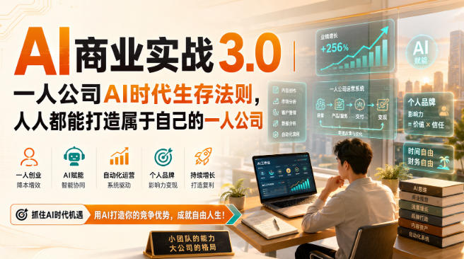 AI商业实战3.0｜一人公司AI时代生存法则，人人都能打造属于自己的一人公司-悟空知识星球