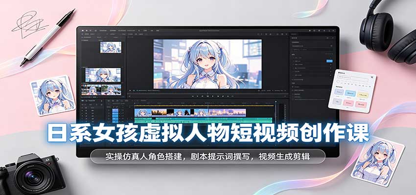 日系女孩虚拟人物短视频创作课:实操仿真人角色搭建,剧本提示词撰写,视频生成剪辑-悟空知识星球