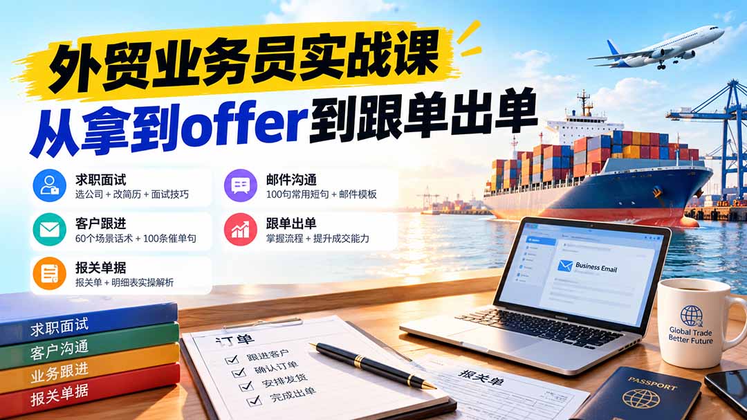 (20963期)外贸业务员从求职到出单实战课:教你筛选优质公司、优化简历、应对面试、客户跟进催单及出口报关操作篇-悟空知识星球