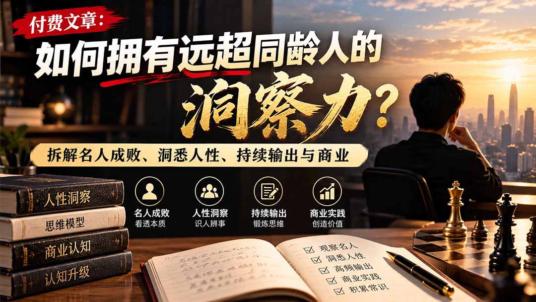 (21025期)付费文章:如何拥有远超同龄人的洞察力?拆解名人成败、洞悉人性、持续输出与商业实践-悟空知识星球