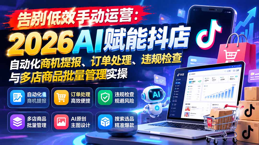 (21147期)告别低效手动运营:2026AI赋能抖店自动化商机提报、订单处理、违规检查与多店商品批量管理实操-悟空知识星球