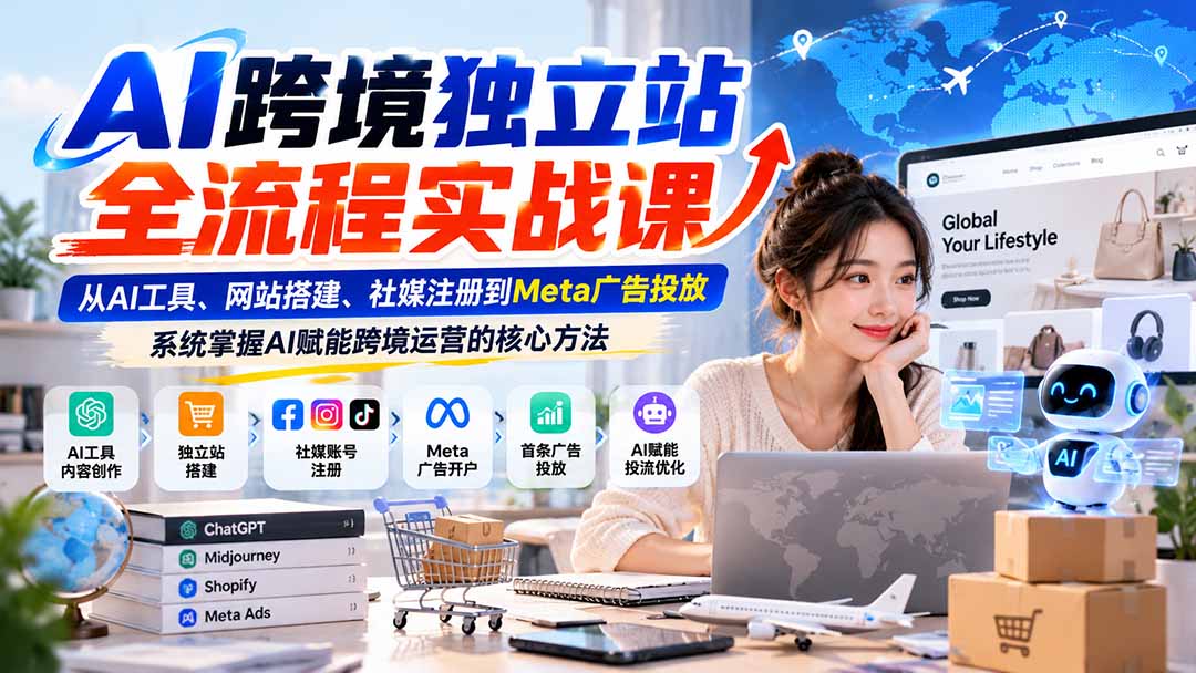 (21056期)AI跨境独立站全流程实战课:从AI工具、网站搭建、社媒注册到Meta广告投放,系统掌握AI赋能跨境运营的核心方法-悟空知识星球