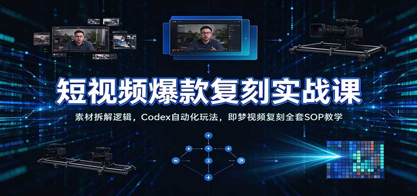 短视频爆款复刻实战课:素材拆解逻辑,Codex自动化玩法,即梦视频复刻全套SOP教学-悟空知识星球