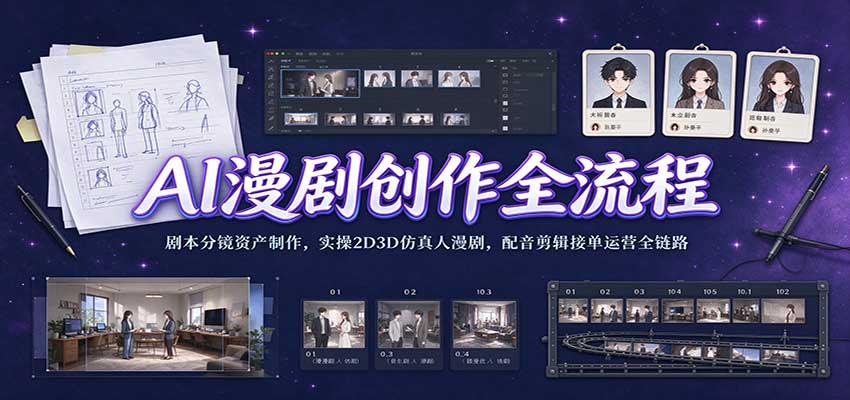 AI漫剧创作全流程：剧本分镜资产制作，实操2D3D仿真人漫剧，配音剪辑接单运营全链路-悟空知识星球