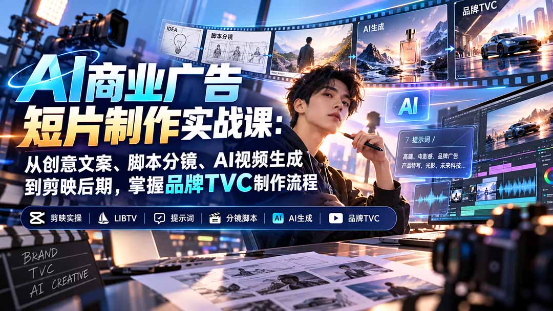 (20863期)AI商业广告短片制作实战课:从创意文案、脚本分镜、AI视频生成到剪映后期,掌握品牌TVC制作流程-悟空知识星球