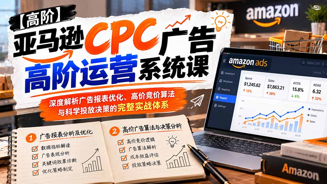 (20950期)亚马逊CPC广告高阶运营系统课:深度解析广告报表优化、高价竞价算法与科学投放决策的完整实战体系-悟空知识星球