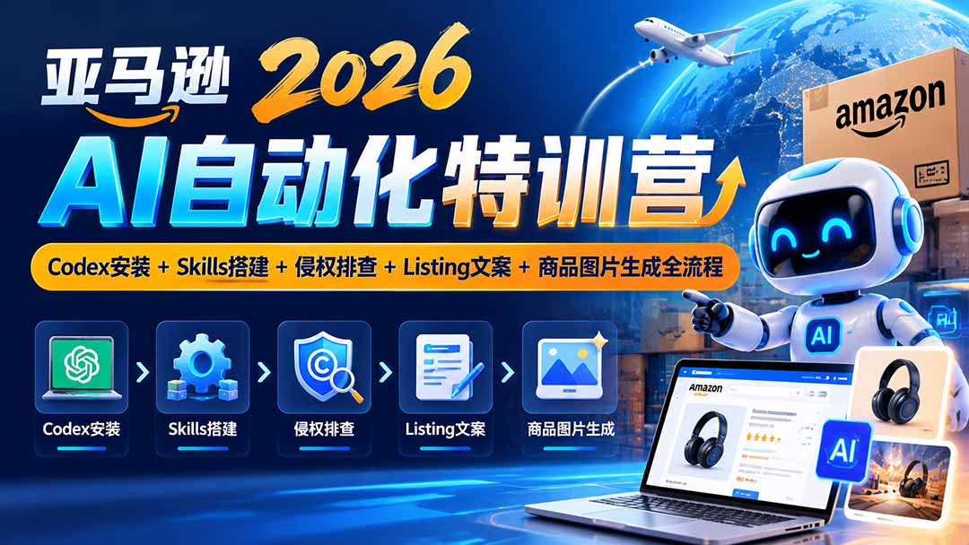 (20746期)亚马逊2026AI自动化-10月特训营:Codex安装+Skills搭建+侵权排查+Listing文案+商品图片生成全流程-悟空知识星球