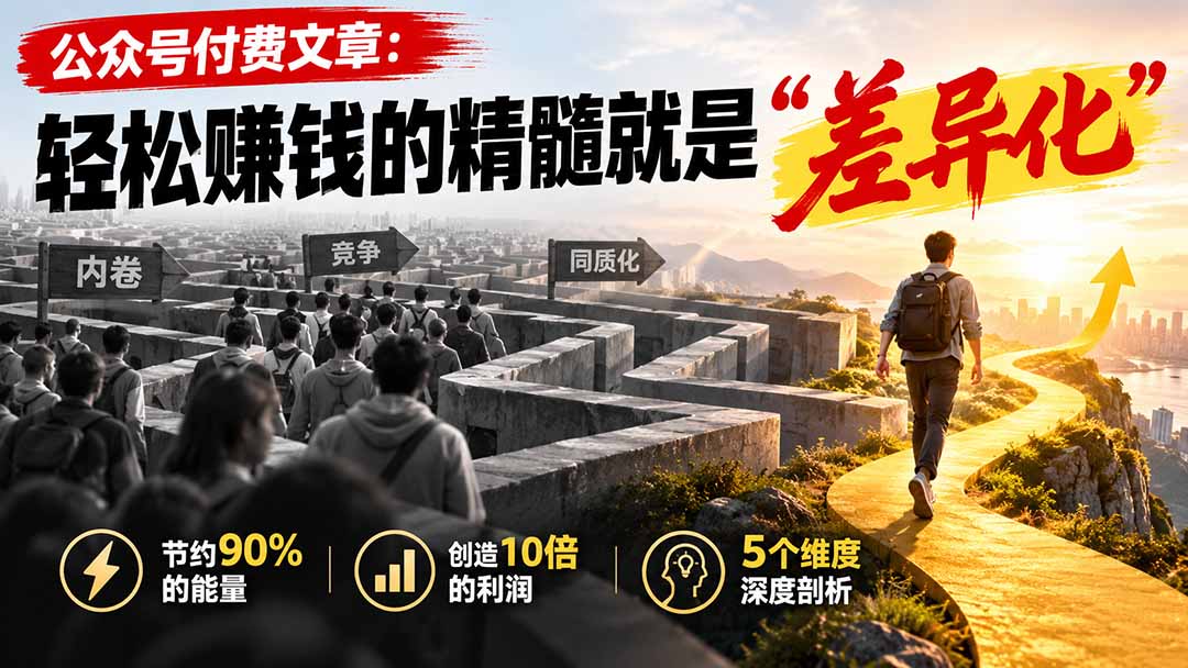 (20779期)公众号付费文章:轻松赚钱的精髓就是“差异化”-悟空知识星球