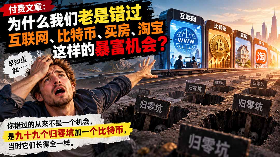 （20834期）付费文章：为什么我们老是错过互联网、比特币、买 房、淘宝这样的暴富机会？-悟空知识星球