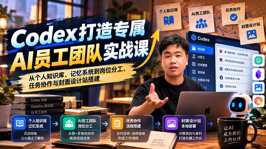 (20916期)【无水印】Codex打造专属AI员工团队实战课:从个人知识库、记忆系统到岗位分工、任务协作与封面设计站搭建-悟空知识星球