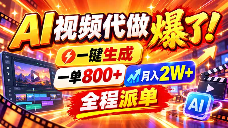 (21114期)2026年底新赛道,AI视频代做一单800+,小白可做,告别打工-悟空知识星球