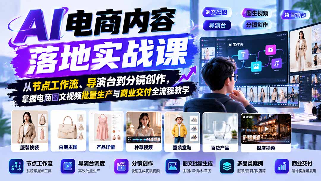 （21136期）AI电商内容落地实战课：从节点工作流、导演台到分镜创作，掌握电商图文视频批量生产与商业交付全流程教学-悟空知识星球