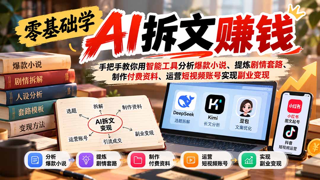 （21030期）零基础学AI拆文赚钱：手把手教你用智能工具分析爆款小说、提炼剧情套路、制作付费资料、运营短视频账号实现副业变现-悟空知识星球