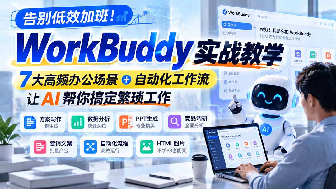 (21115期)告别低效加班!WorkBuddy实战教学,7大高频办公场景+自动化工作流,让AI帮你搞定繁琐工作-悟空知识星球