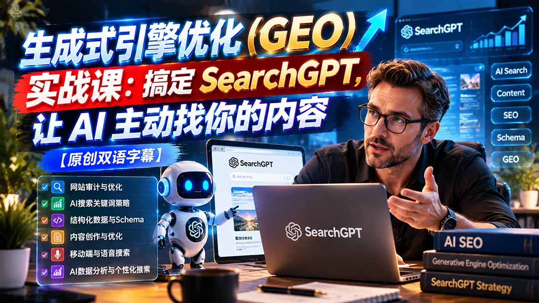 （21116期）生成式引擎优化（GEO）实战课：搞定 SearchGPT，让 AI 主动找你的内容【原创双语字幕】-悟空知识星球