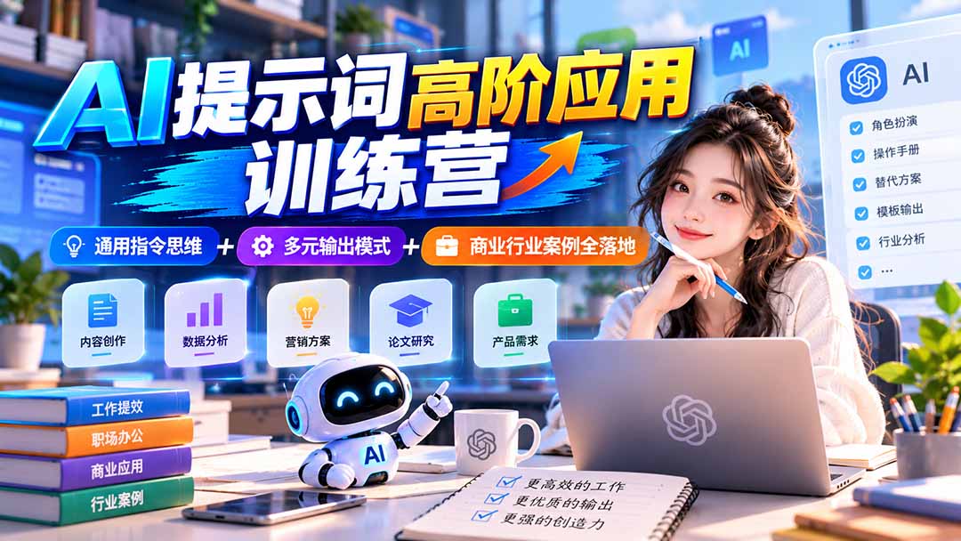 (20823期)【无水印】AI提示词高阶应用训练营|通用指令思维+多元输出模式+商业行业案例全落地-悟空知识星球