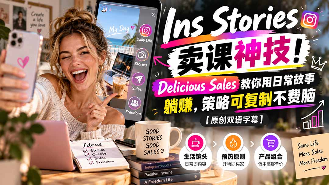 (20767期)Ins Stories 卖课神技!Delicious Sales 教你用日常故事躺赚,策略可复制不费脑【原创双语字幕】-悟空知识星球
