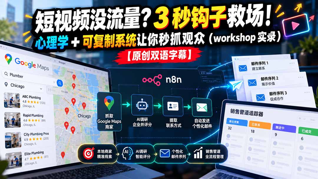 (21043期)短视频没流量?3 秒钩子救场!心理学 + 可复制系统让你秒抓观众(workshop 实录)【原创双语字幕】-悟空知识星球