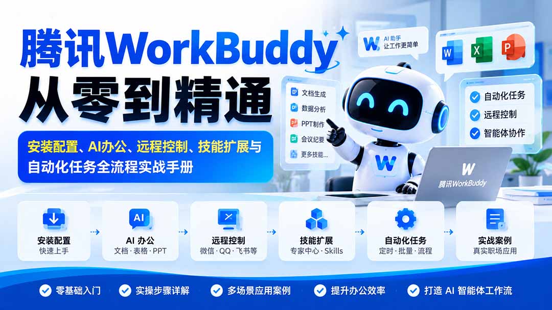 (20977期)腾讯WorkBuddy从零到精通:安装配置、AI办公、远程控制、技能扩展与自动化任务全流程实战手册-悟空知识星球