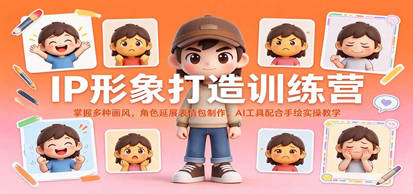 IP形象打造训练营:掌握多种画风,角色延展表情包制作,AI工具配合手绘实操教学-悟空知识星球