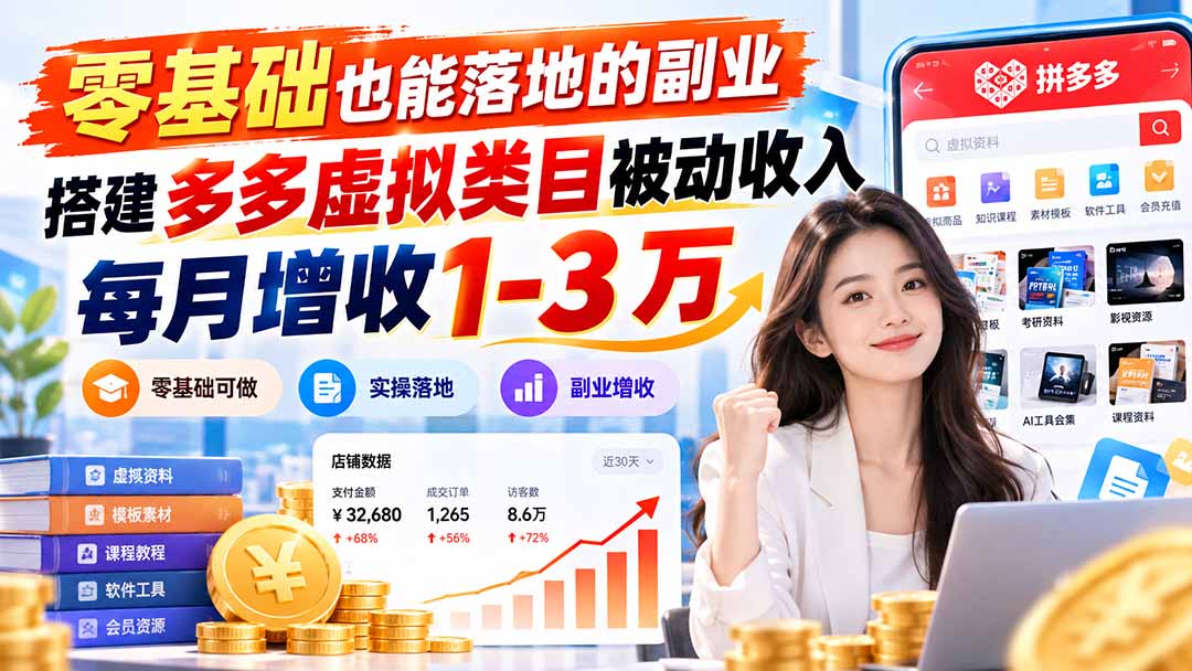 (20870期)零基础也能落地的副业,搭建多多虚拟类目被动收入,每月增收 1-3 万-悟空知识星球