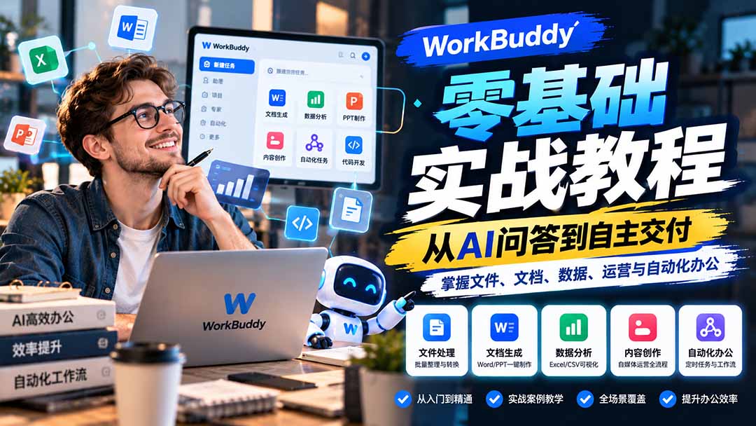 (20827期)WorkBuddy零基础实战教程:从AI问答到自主交付,掌握文件、文档、数据、运营与自动化办公-悟空知识星球