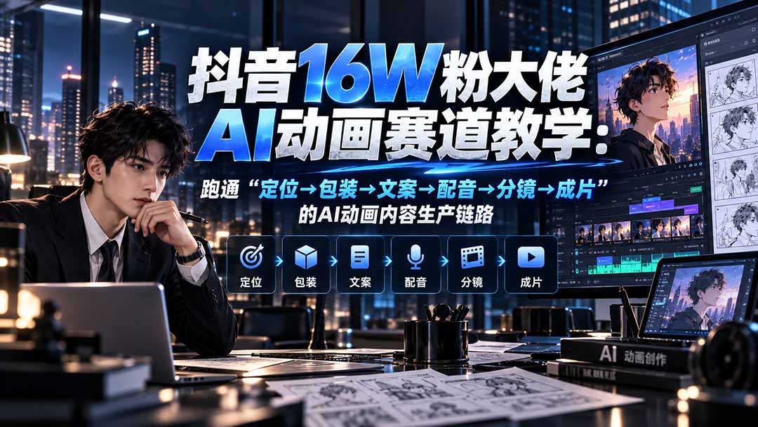 (20791期)抖音16W粉大佬规则门禁AI动画赛道教学:跑通“定位→包装→文案→配音→分镜→成片”的AI动画内容生产链路-悟空知识星球