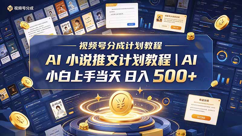 （20937期）最新视频号分成计划教程｜AI 小说推文，小白上手当天日入 500+-悟空知识星球