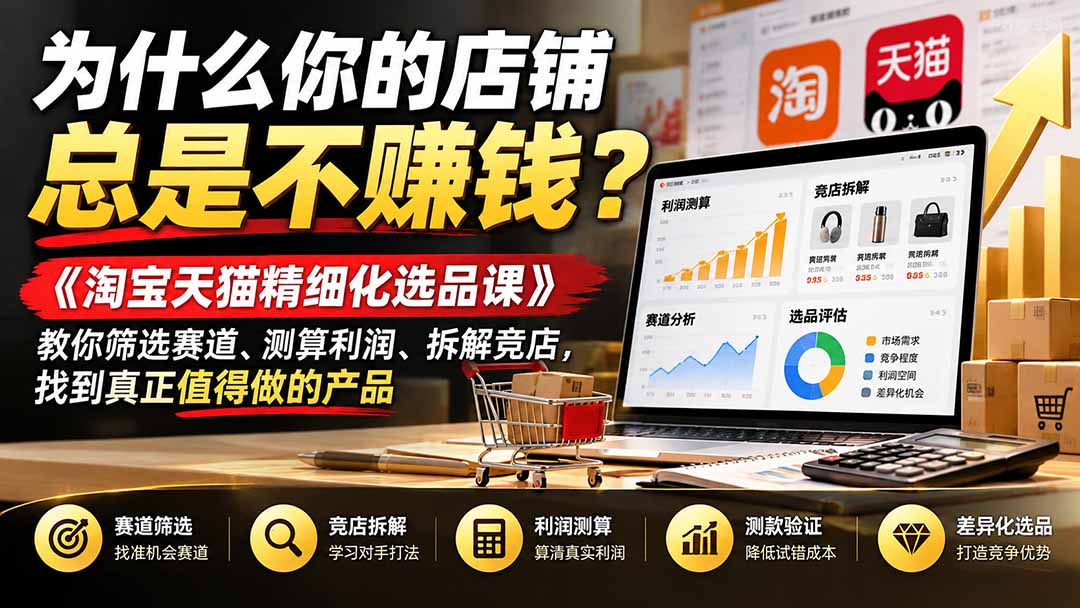 (21171期)为什么你的店铺总是不赚钱?《淘宝天猫精细化选品课》教你筛选赛道、测算利润、拆解竞店,找到真正值得做的产品-悟空知识星球