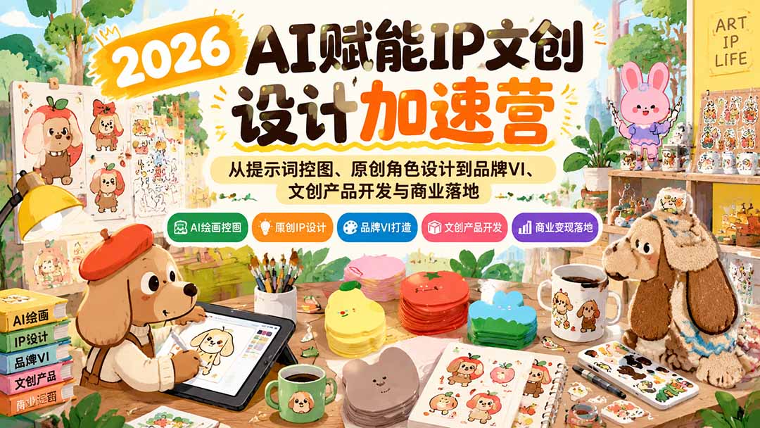 (21151期)2026AI赋能IP文创设计加速营:从提示词控图、原创角色设计到品牌VI、文创产品开发与商业落地-悟空知识星球