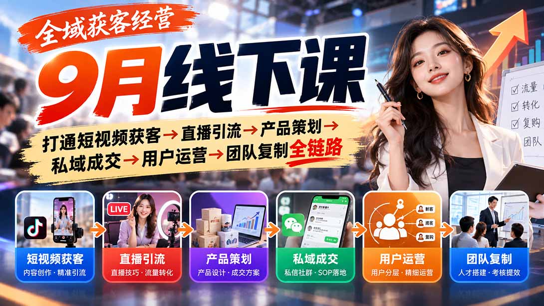 （20777期）全域获客经营9月线下课：打通短视频获客→直播引流→产品策划→私域成交→用户运营→团队复制全链路-悟空知识星球
