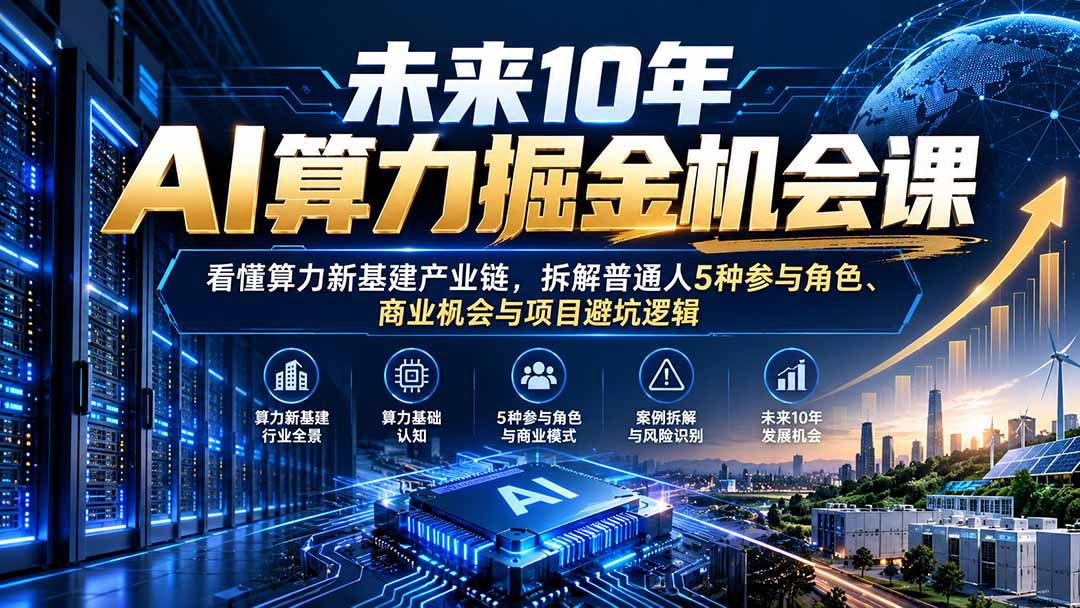 (20825期)未来10年AI算力掘金机会课:看懂算力新基建产业链,拆解普通人5种参与角色、商业机会与项目避坑逻辑-悟空知识星球