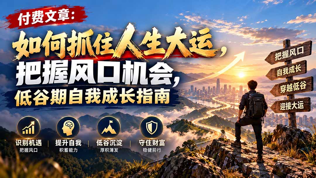 (20942期)付费文章:如何抓住人生大运,把握风口机会,低谷期自我成长指南-悟空知识星球