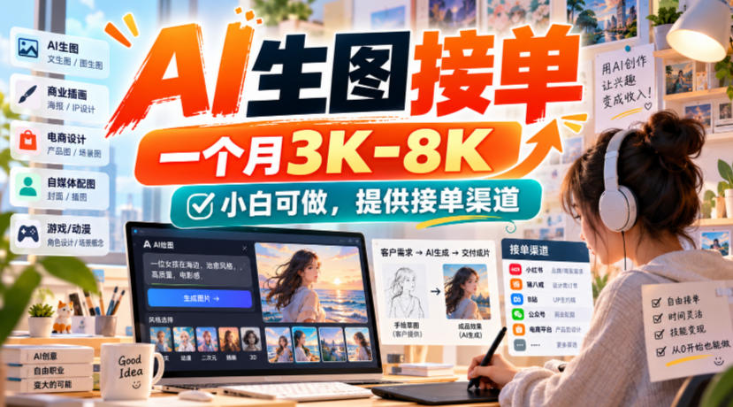 AI生图接单,一个月3K-8K,小白可做,提供接单渠道-悟空知识星球