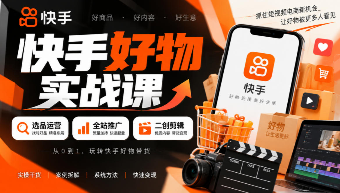 快手好物实战课｜选品运营+全站推广+二创剪辑带货变现-悟空知识星球