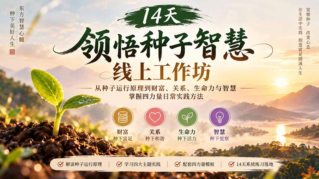 (20756期)14天领悟种子智慧线上工作坊|从种子运行原理到财富、关系、生命力与智慧,掌握四力量日常实践方法-悟空知识星球